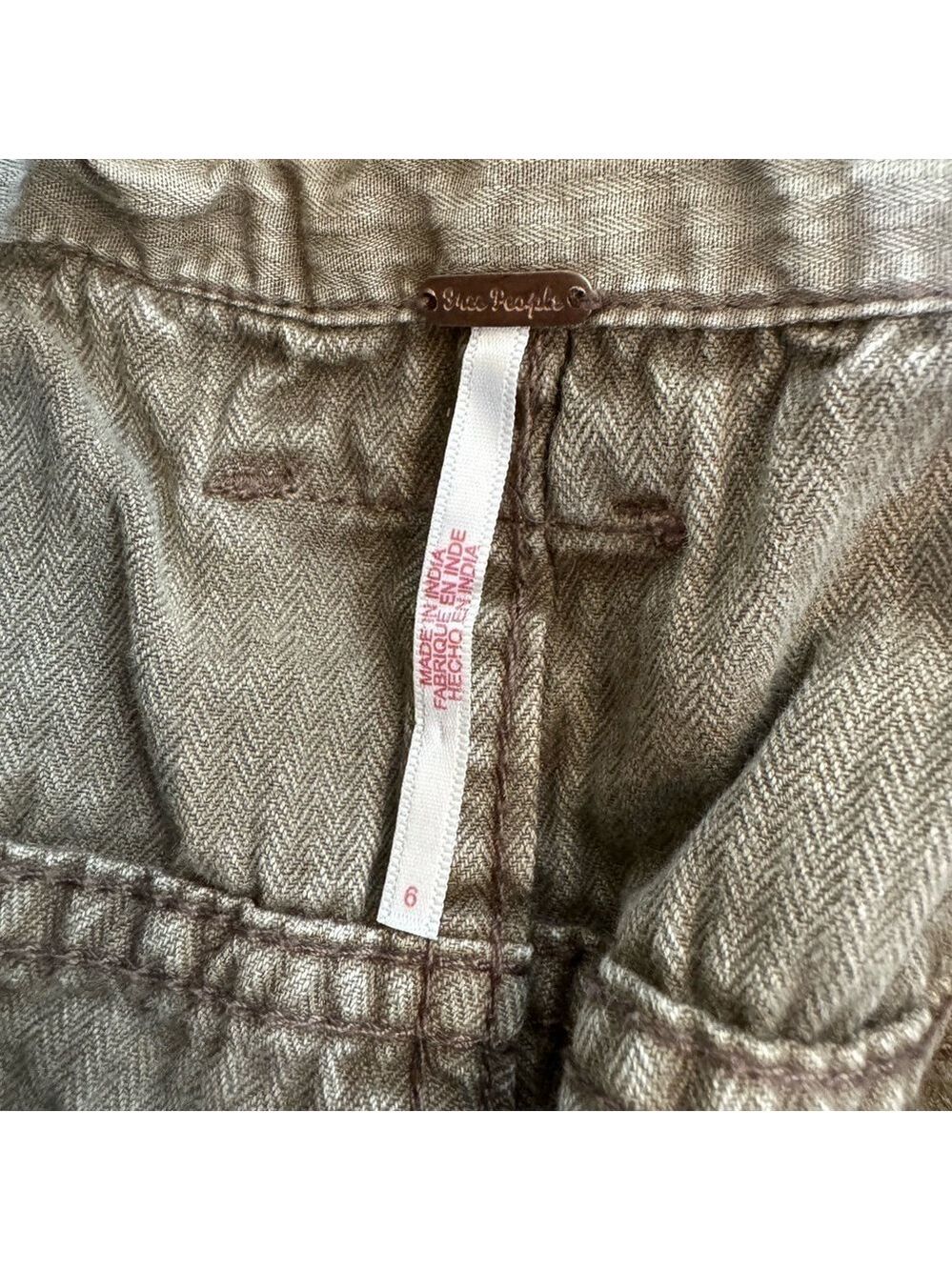 Free People Rule Breaker Slim Pants Size 6 Olive NWOT - Picture 5 of 9